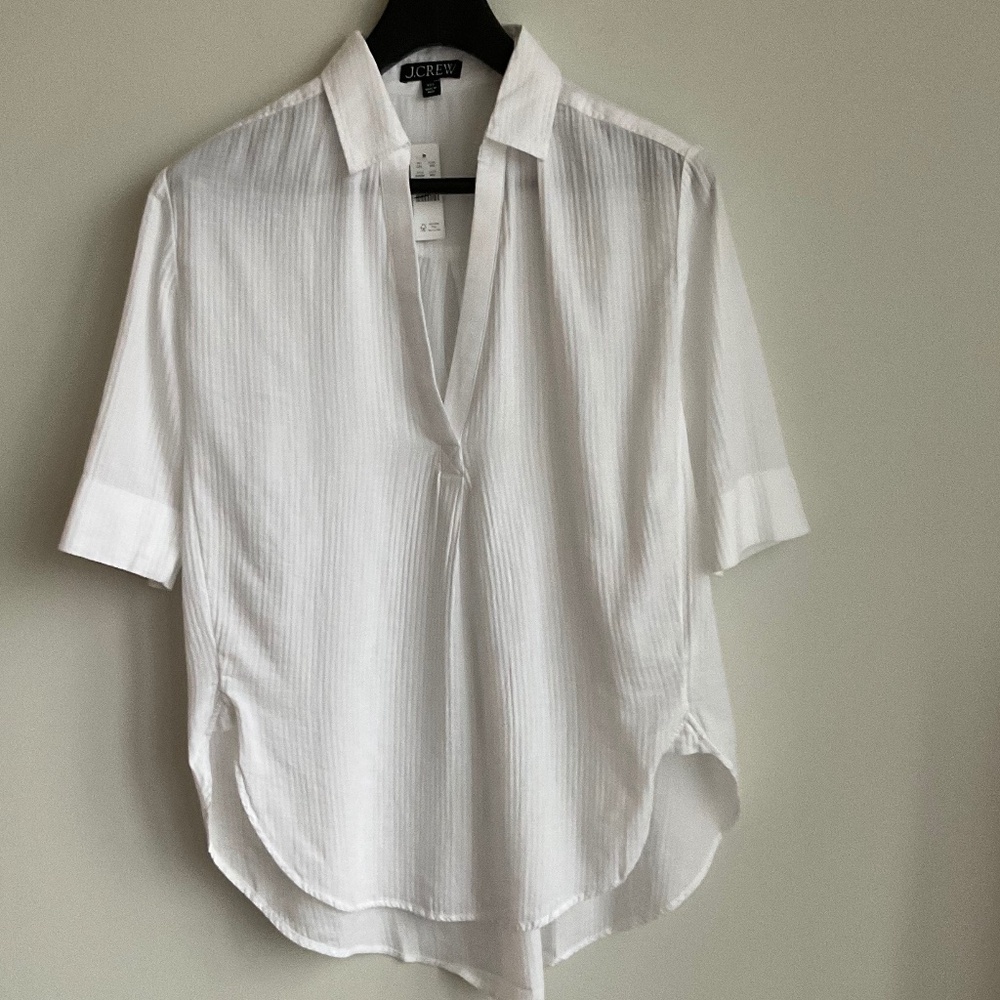 NWT J Crew White Popover Shirt Airy Gauze Size Various - Picture 7 of 9